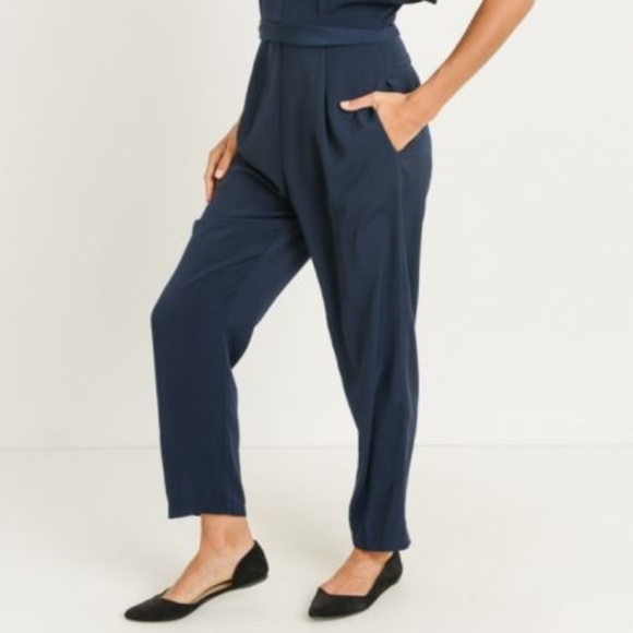 Navy Blue V-Neck Jumpsuit – Elegant & Minimalist Style - Picture 7 of 7